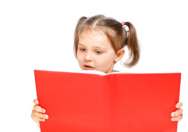 Beautiful girl reading a book clipart