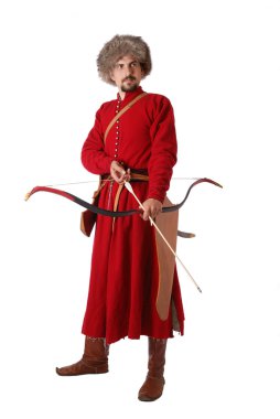 Tatar warrior with a bow. clipart