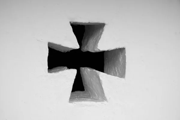 白い壁のクロスの抜け穴 — ストック写真