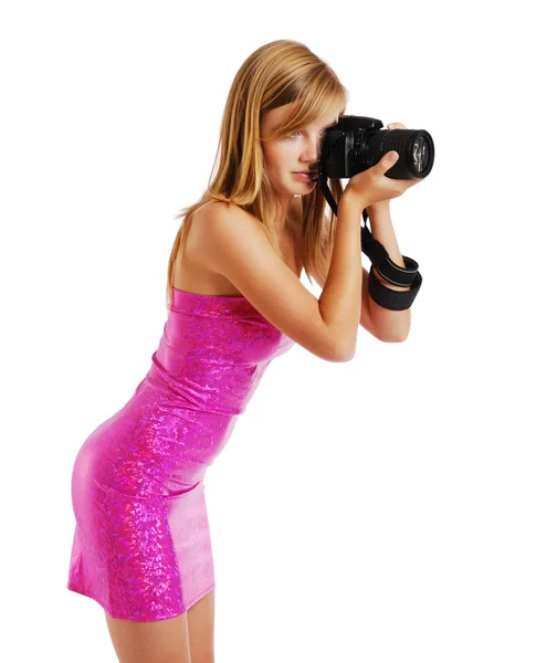 Blonde photographing — Stock Photo, Image
