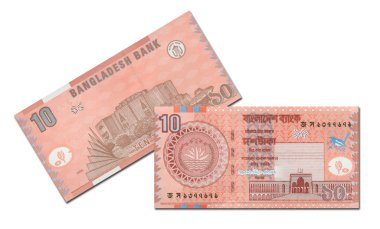 Bangladeş iki 10 taka banknotlar.