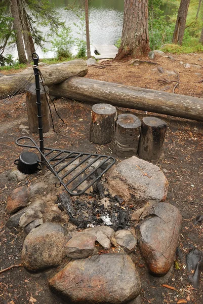 Bonfire site of camp. — Stock Photo, Image