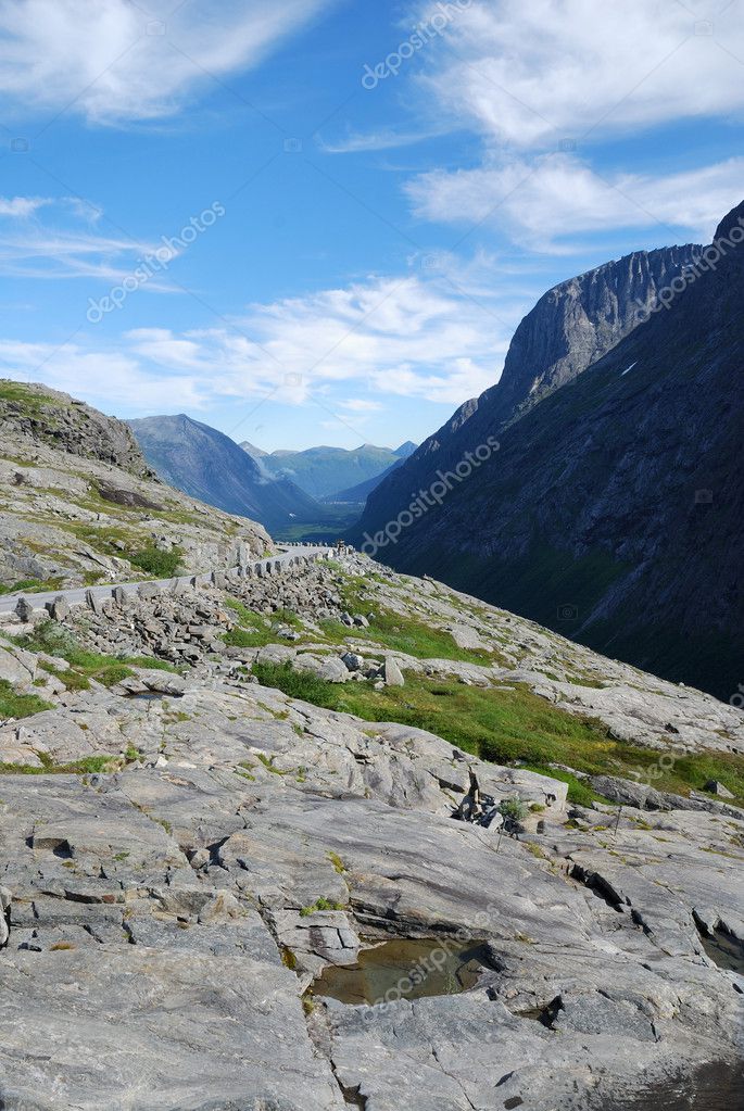 slope of mountain with famous trollstigen.
