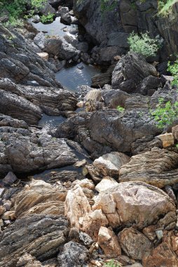 Stony soil with puddle of clear water in summer Norway clipart