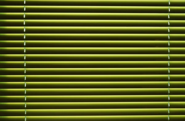 Green jalousie with stripes of light — Stock Photo, Image