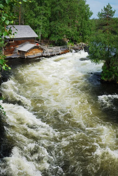 Rapids in taiga forest, Juuma, Finland. — Stock Photo, Image