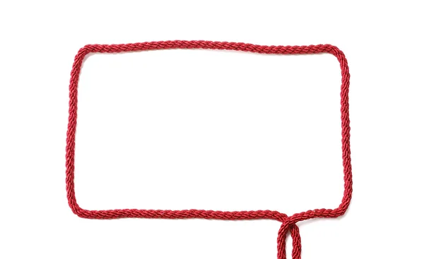 Rectangular frame of red cord with ends — Stock Photo, Image