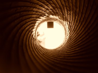 View of cannon barrel on the inside, sepia clipart