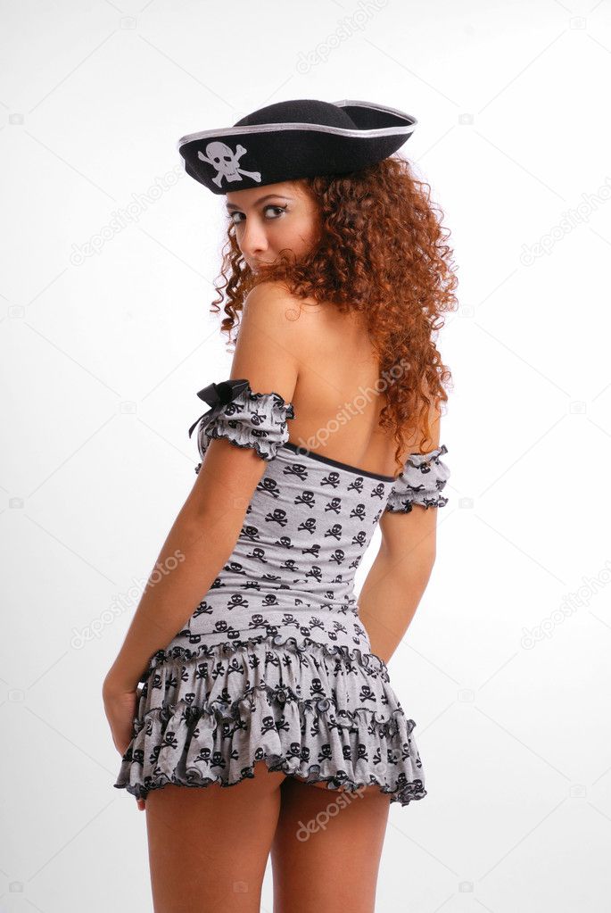 Sexy pirate in very short dress
