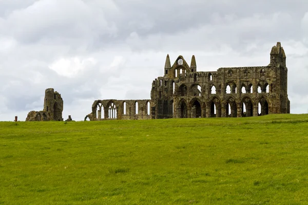 Whitby Abbey across the field — Stock Photo, Image