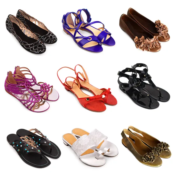 Pestrobarevné ženské boty-5 — Stock fotografie