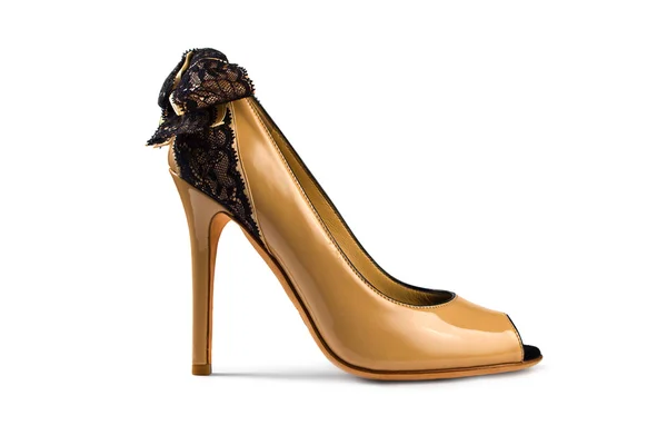 Geel-bruine vrouwelijke schoen-1 — Stockfoto