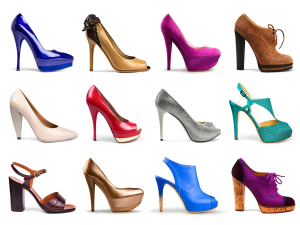 Sapatos femininos multicoloridos — Fotografia de Stock