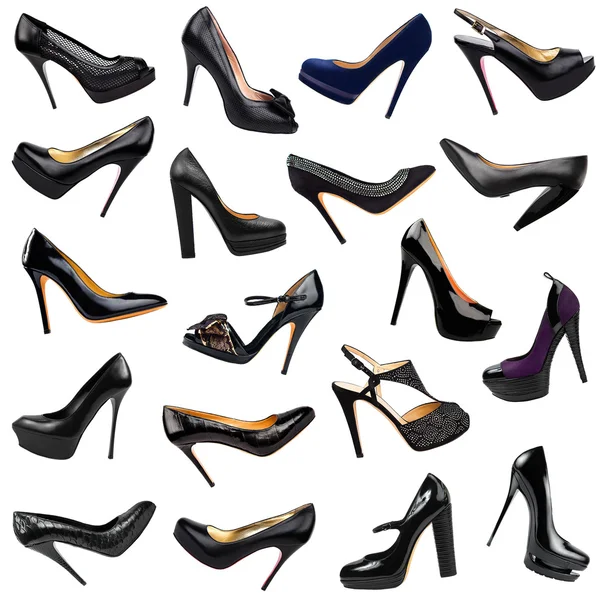 Preto sapatos femininos fundo-1 — Fotografia de Stock