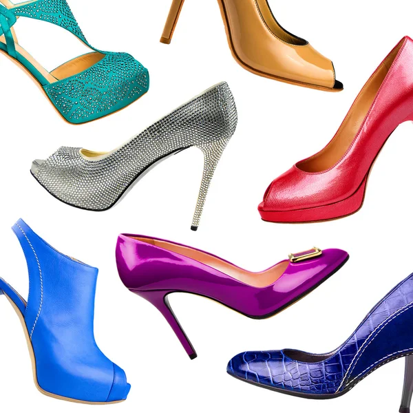 Разноцветные женские туфли на фоне-4 — стоковое фото