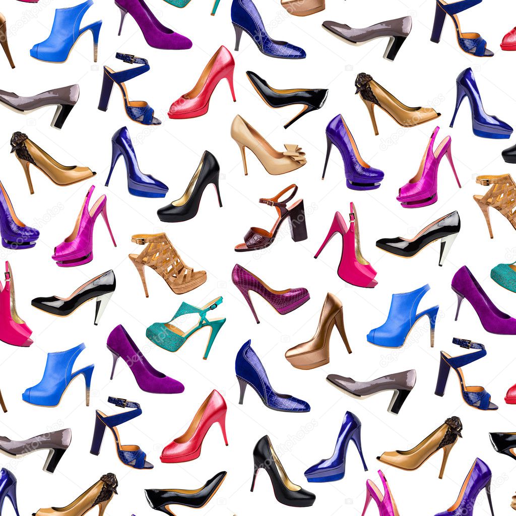 Multicolored female shoes background-2