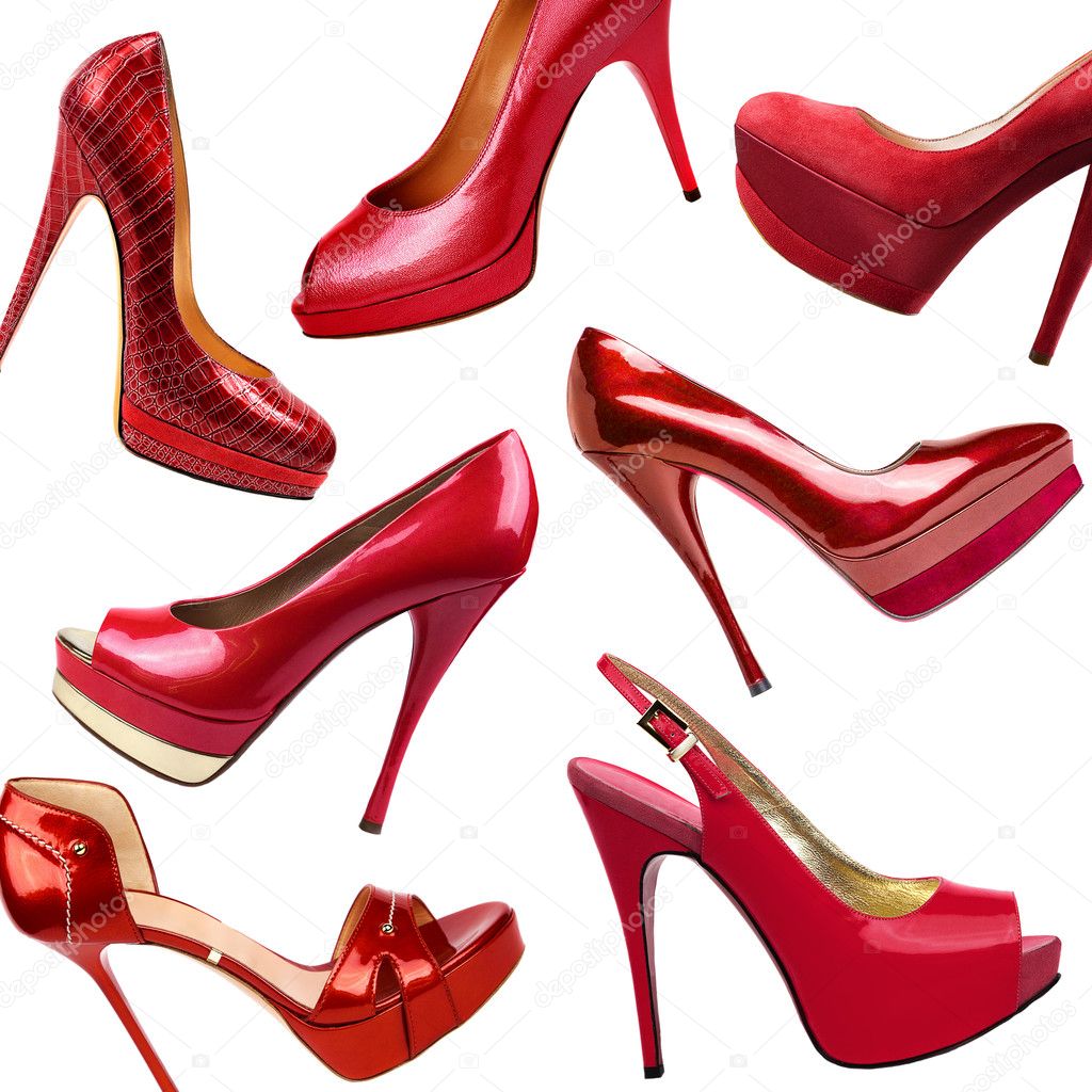 Red female shoes background-1