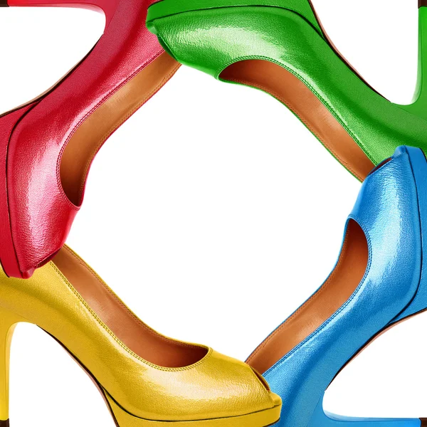 Разноцветные женские туфли на фоне-7 — стоковое фото
