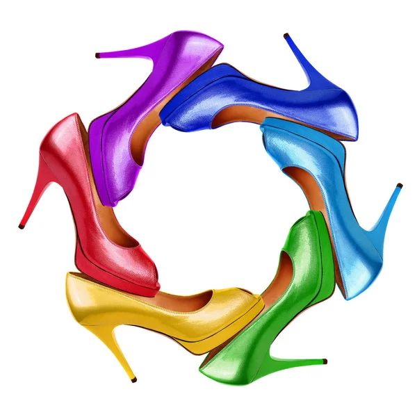 Разноцветная женская обувь на заднем плане-8 — стоковое фото