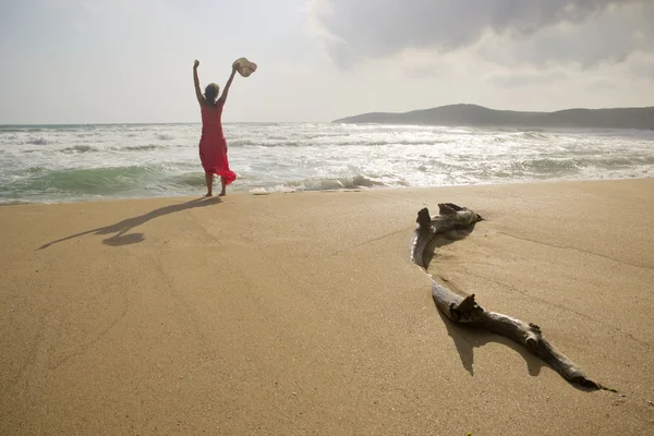 Glada på stranden — Stockfoto