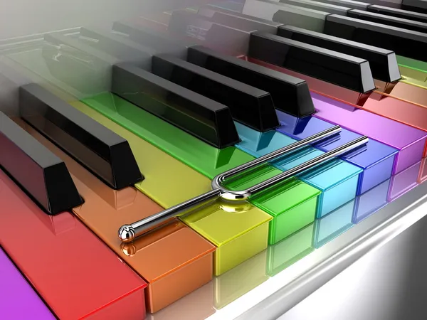 De veelkleurige piano — Stockfoto