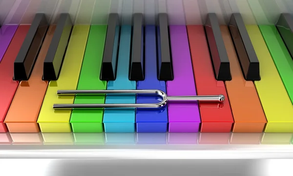 Das vielfarbige Klavier — Stockfoto
