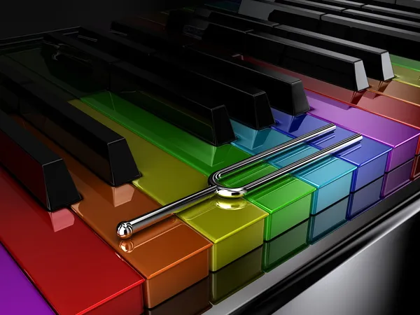 De veelkleurige piano — Stockfoto