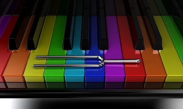 Das vielfarbige Klavier — Stockfoto