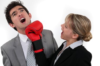 Woman punching mzn clipart