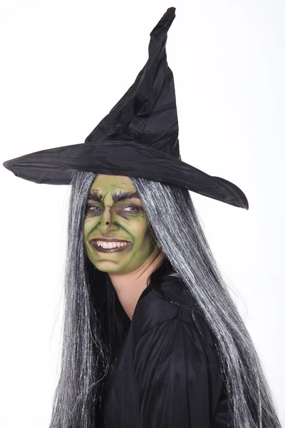 Mulher vestida de bruxa — Fotografia de Stock