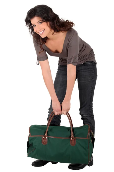 Frau mit Gepäck — Stockfoto