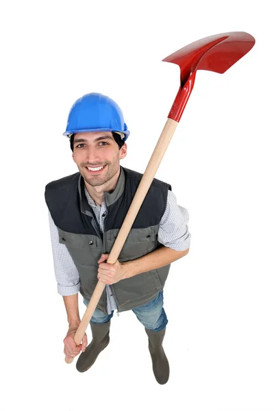 Arbetstagare med spade — Stockfoto