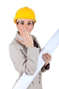 Female architect with shocked expression on face clipart