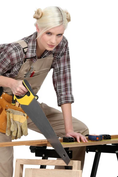 Krásné ženské carpenter. — Stock fotografie