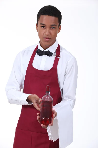 Afro-American wine waiter — Stock Photo, Image