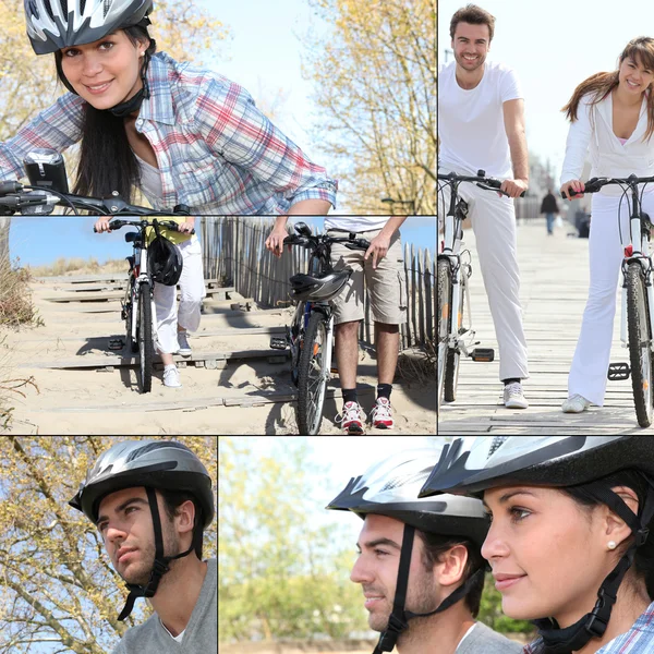 夫妇在骑自行车 — 图库照片