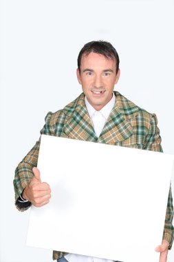 Man holding a white board clipart