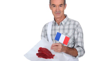 Butcher with steaks clipart