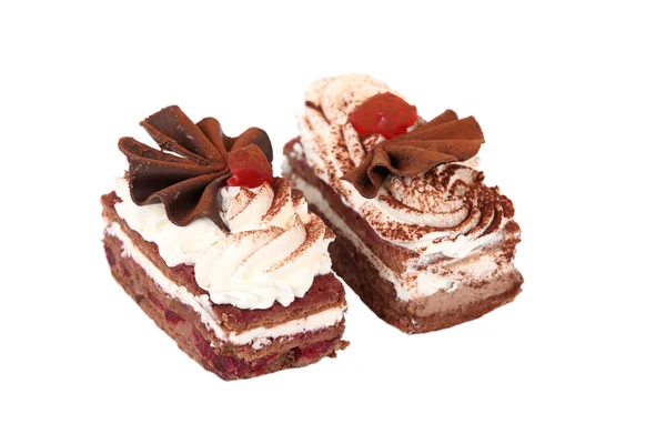 Dos rebanadas de pastel de chocolate — Foto de Stock