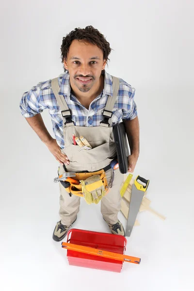 Carpenter stood by his tools — Stock Photo, Image