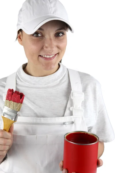 Handywoman in painter clothing — Stock Photo, Image