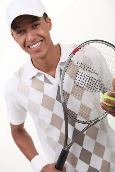 Porträtt av en tonåring med racket — Stockfoto