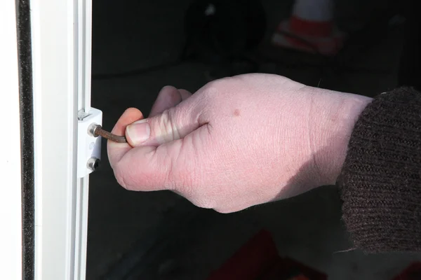 stock image Man installing new windows