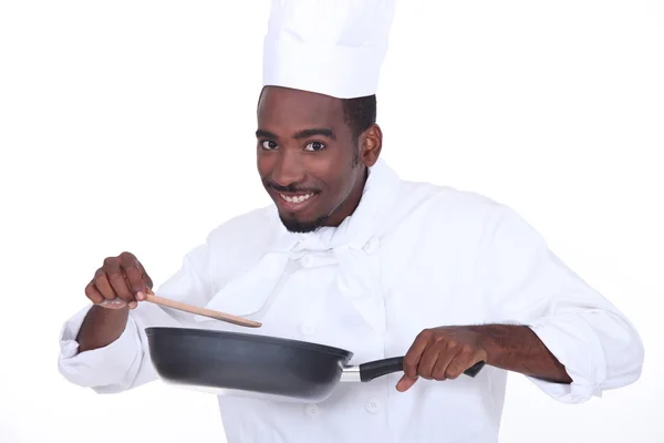 性格开朗的厨师，在白色背景上 — 图库照片