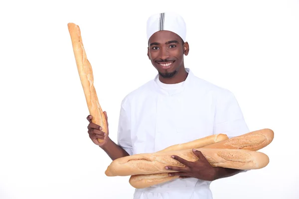 法式面包的面包师 — 图库照片