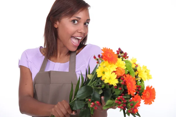 Florist excited — Stock Photo, Image