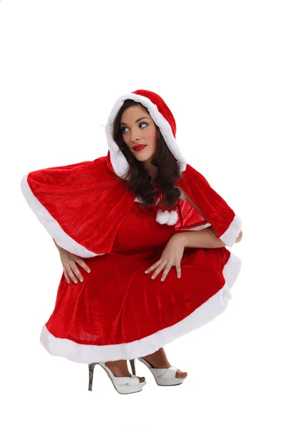 산타 클로스 옷 입은 여자 — 스톡 사진