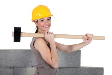 Woman with sledge-hammer clipart