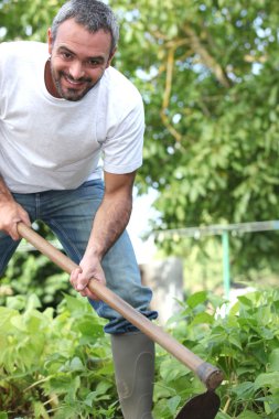 Man working in garden clipart