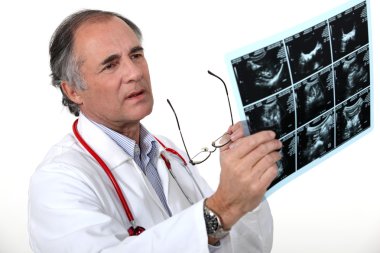 Doctor examining a scan clipart